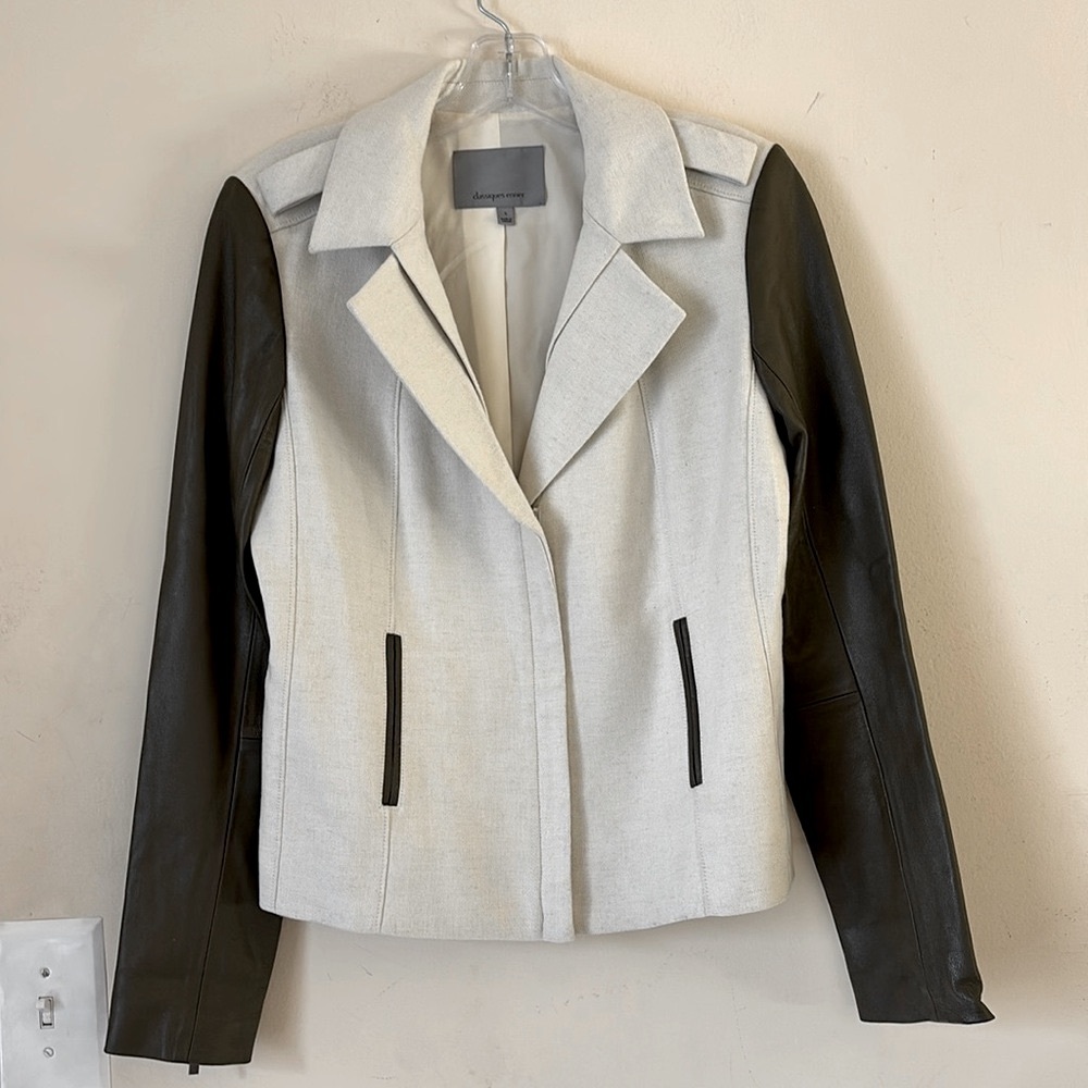 Classiques entier Zip‎ Moto Jacket Leather Sleeve Size S
